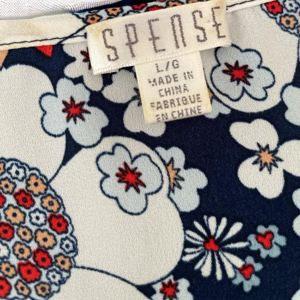 Retro floral print scoop neckline sheer top - Picture 2 of 3